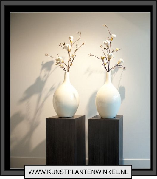 witte vazen met magnolia